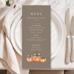 Elegant Pumpkins Thanksgiving Menu
