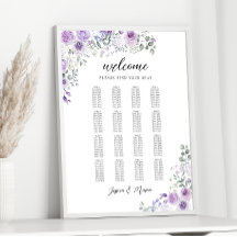 Elegant Puple Lilac Floral Wedding Seating Chart