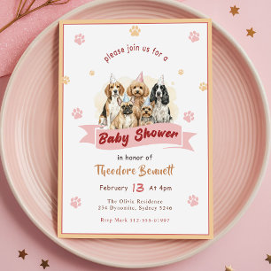 Elegant Puppy Dog Lover Baby Shower Invitation