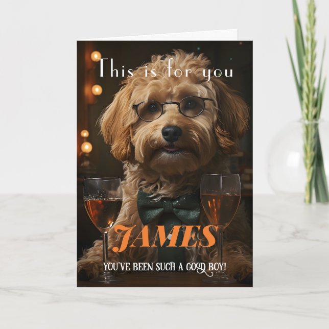 Elegant Puppy Parent Happy Birthday Card (Front)