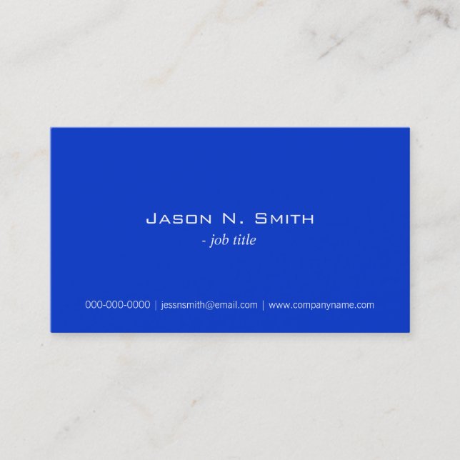 Elegant pure blue simple business card. card (Front)