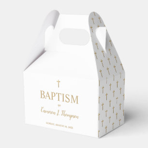 Elegant pure white Gold gross pattern Baby Baptism Favour Box
