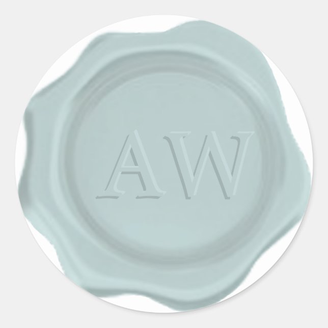Elegant Purist Blue Monogram Wedding Wax Seal (Front)