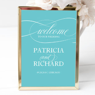 Elegant Purist Blue Welcome to our Wedding Sign