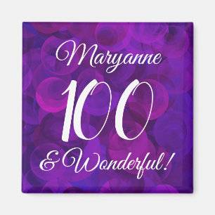 Elegant Purple 100 and Wonderful Birthday Magnet