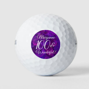 Elegant Purple 100 and Wonderful Birthday Party Golf Balls