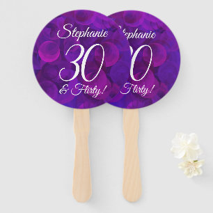 Elegant Purple 30 and Flirty Birthday Hand Fan