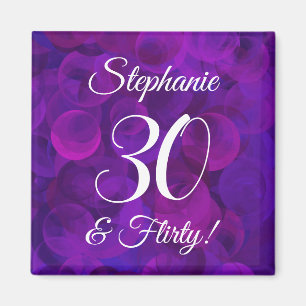 Elegant Purple 30 and Flirty Birthday Party Magnet