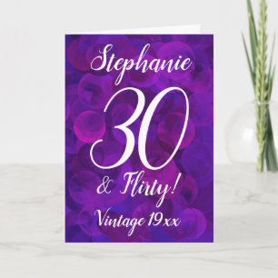 Elegant Purple 30 and Flirty Personalised Birthday Card