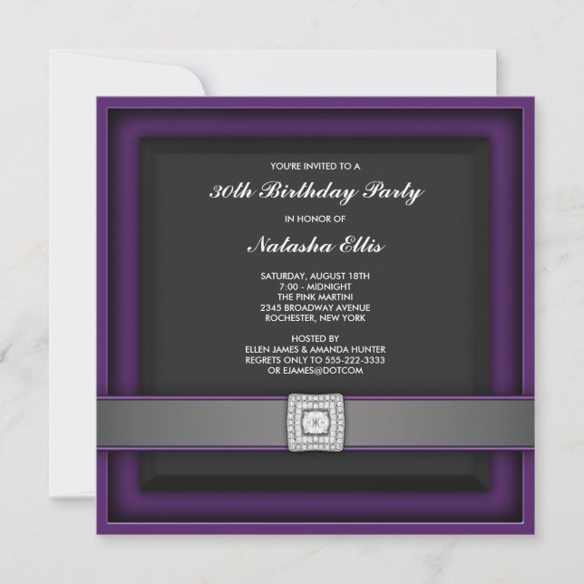 Elegant Purple 30th Birthday Party Invitation (Front)