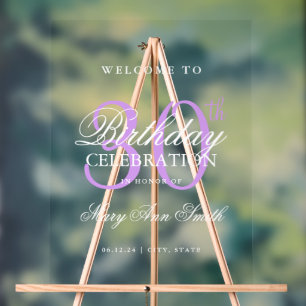 Elegant Purple 30th Birthday Party Welcome  Acrylic Sign