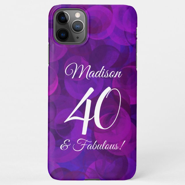 Elegant Purple 40 and Fabulous Birthday Party iPhone Case (Back)
