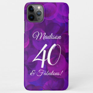 Elegant Purple 40 and Fabulous Birthday Party iPhone 11Pro Max Case