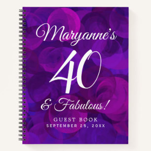 Elegant Purple 40 and Fabulous Birthday Party Notebook