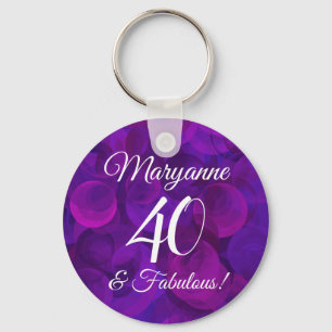 Elegant Purple 40 & Fabulous Birthday Party Favour Key Ring
