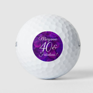 Elegant Purple 40 & Fabulous Birthday Party Golf Balls