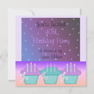 Elegant Purple 40th Birthday Party Invitation