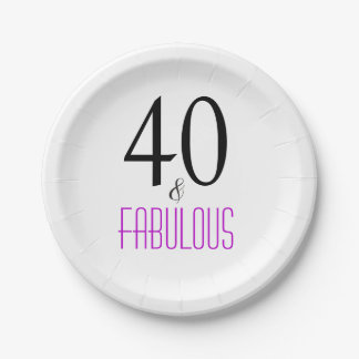 Elegant Purple 40th Birthday Party Paper Plate