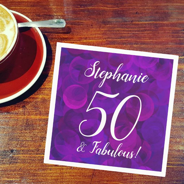 Elegant Purple 50 and Fabulous Birthday Party  Napkin (Creator Uploaded)