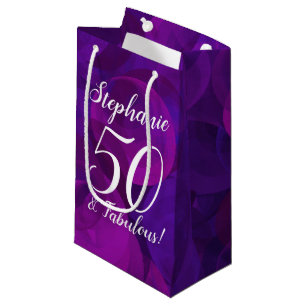 Elegant Purple 50 and Fabulous Birthday Party Small Gift Bag
