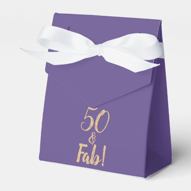Elegant Purple "50 & Fab!" 50th Birthday Favour Box (Front Side)