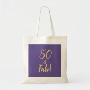 Elegant Purple "50 & Fab!" 50th Birthday Party Tote Bag