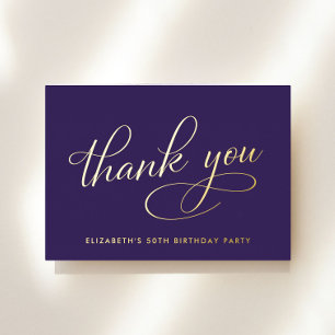 Elegant Purple 50th Birthday Foil Thank You Card