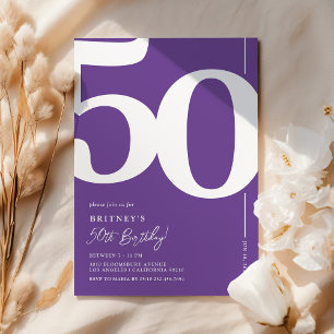 Elegant Purple 50th Birthday Invitation