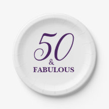 Elegant Purple 50th Birthday Party Paper Plates