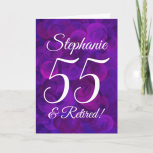 Elegant Purple 55 and Retired Happy Retirement Card