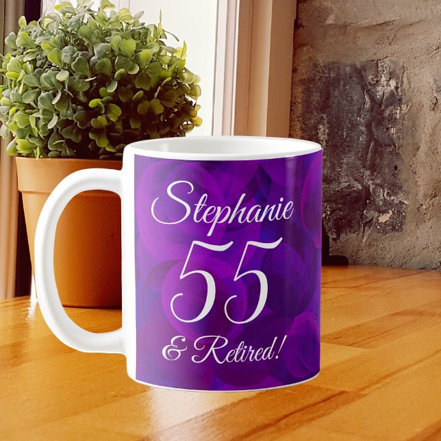 Elegant Purple 55 and Retired Retirement Coffee Mug (Creator Uploaded)