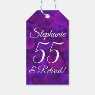 Elegant Purple 55 and Retired Retirement Gift Tags