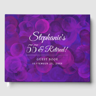 Elegant Purple 55 & Retired Retirement Guest Book