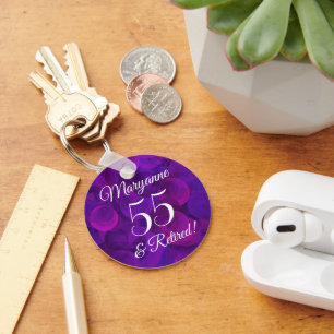 Elegant Purple 55 & Retired Retirement Key Ring