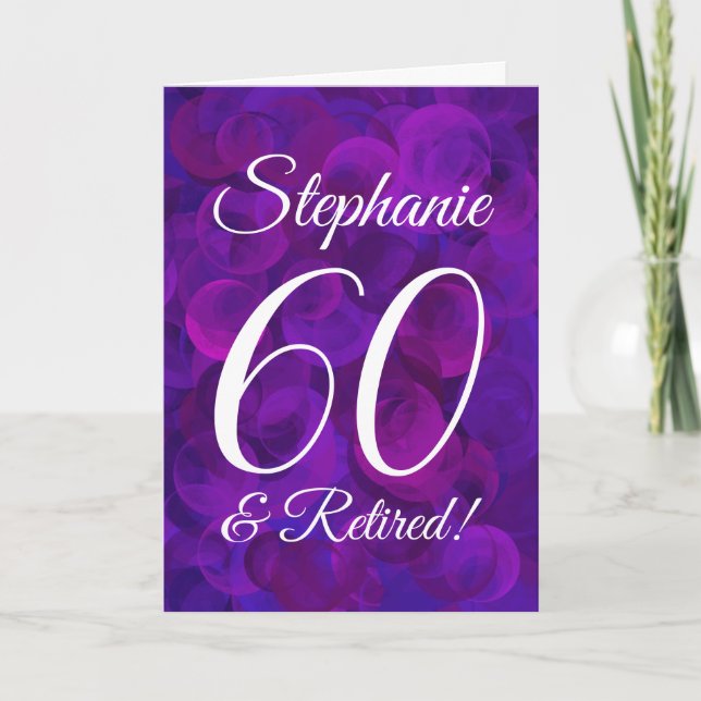 Elegant Purple 60 and Retired Happy Retirement Card (Front)