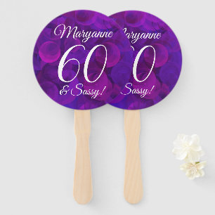 Elegant Purple 60 and Sassy Birthday Party Hand Fan