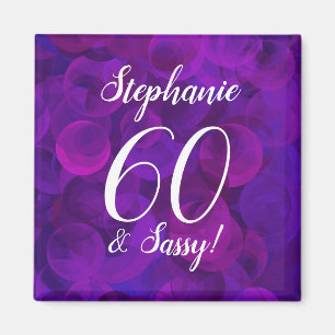 Elegant Purple 60 and Sassy Birthday Party Magnet