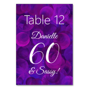 Elegant Purple 60 and Sassy Birthday Party Name Table Number