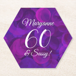 Elegant Purple 60 and Sassy Birthday Party Paper Coaster