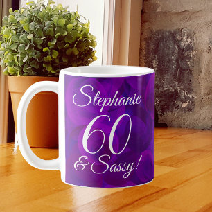 Elegant Purple 60 and Sassy Birthday Personalised Coffee Mug