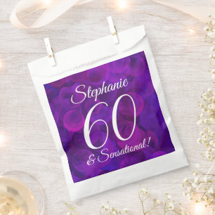 Elegant Purple 60 and Sensational Birthday Party Favour Bags