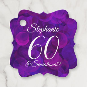 Elegant Purple 60 and Sensational Birthday Party Favour Tags