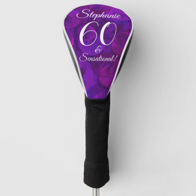 Elegant Purple 60 and Sensational Birthday Party Golf Head Cover (Front)