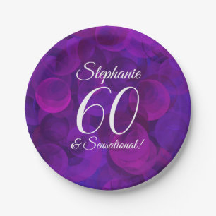 Elegant Purple 60 and Sensational Birthday Party Paper Plate
