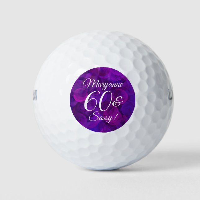 Elegant Purple 60 & Sassy Birthday Party Golf Balls (Front)