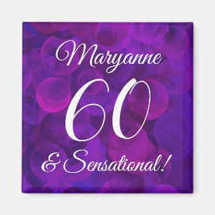 Elegant Purple 60 & Sensational Birthday Party Magnet
