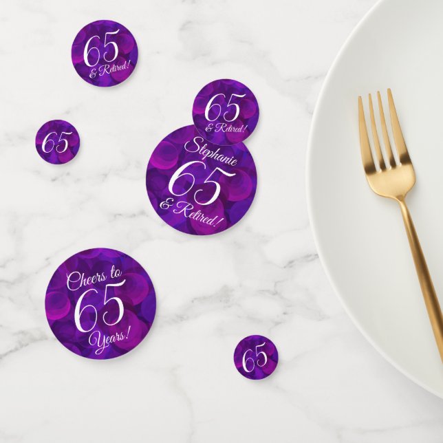 Elegant Purple 65 and Retired Retirement Party Confetti (Group)