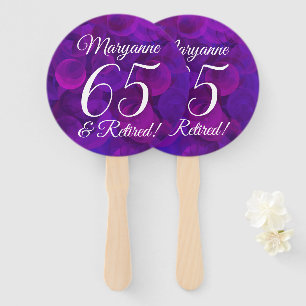 Elegant Purple 65 and Retired Retirement Party Hand Fan