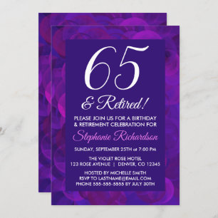 Elegant Purple 65 and Retired Retirement Party Invitation