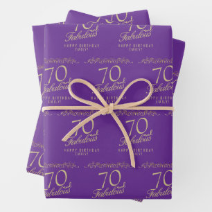 Elegant Purple 70 and Fabulous 70th Birthday  Wrapping Paper Sheet